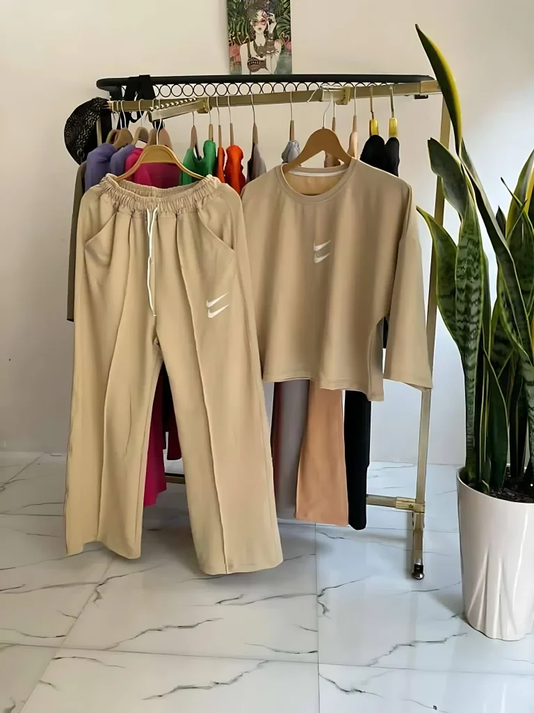ست کراپ شلوار پارچه گلکسی